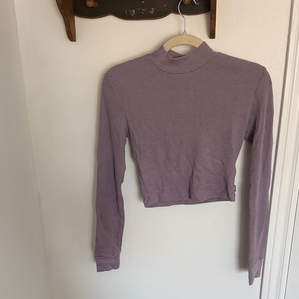 TNA Purple Fitted Long Sleeve Crop Top